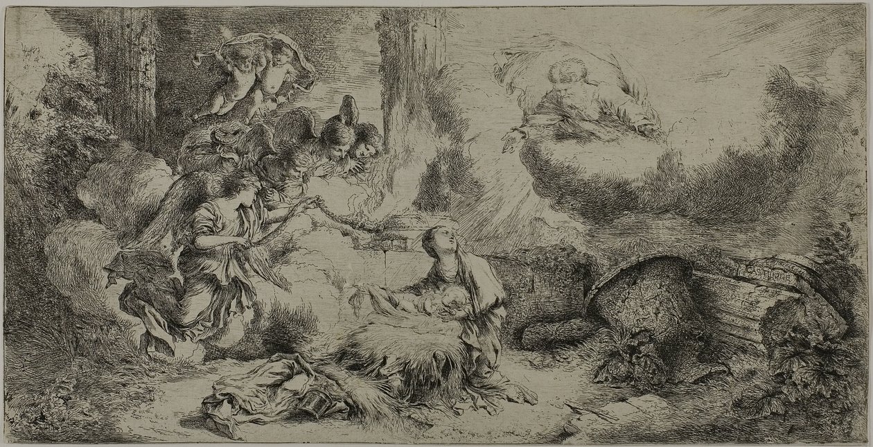 La Nativité avec Dieu le Père et les Anges - Giovanni Benedetto Castiglione