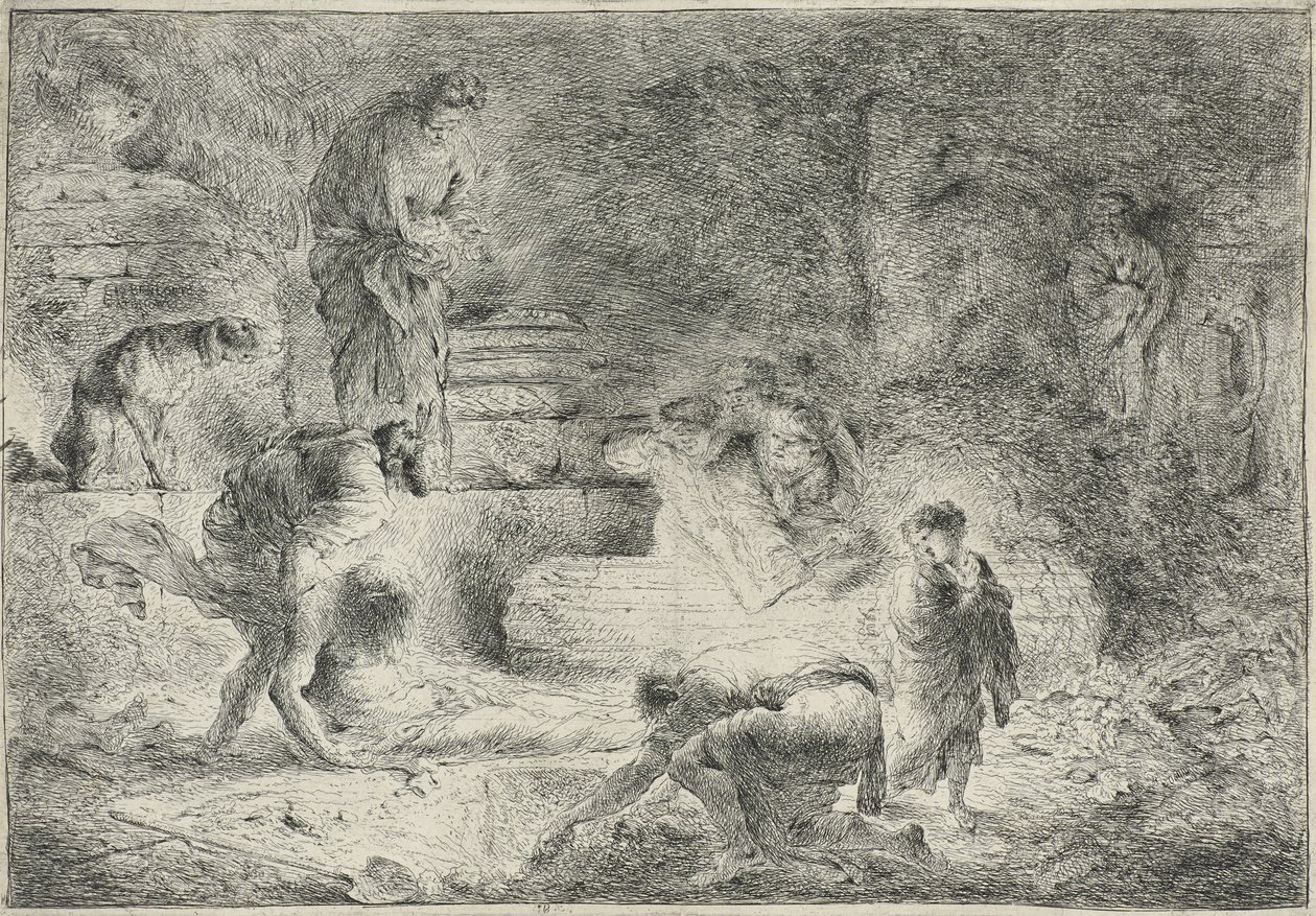Tobie enterrant les morts, vers 1647-51 - Giovanni Benedetto Castiglione