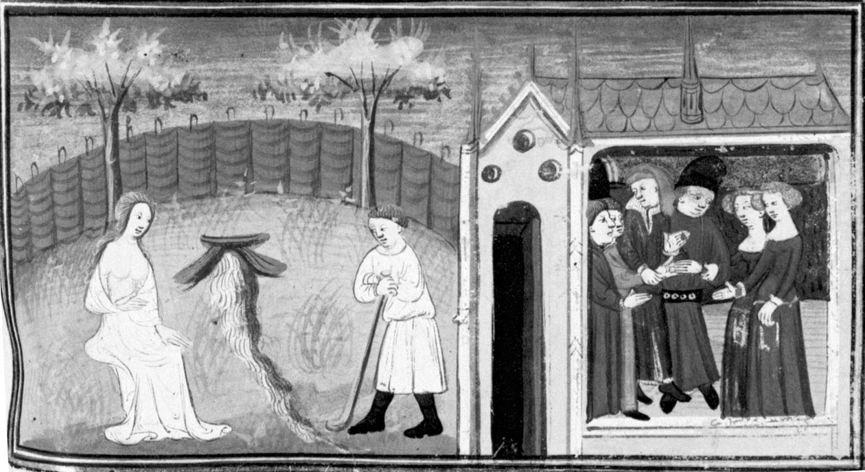 Décaméron, Cimon observe Iphigénie ; un double mariage est célébré. Cinquième journée, nouvelle 1 - Giovanni Boccaccio