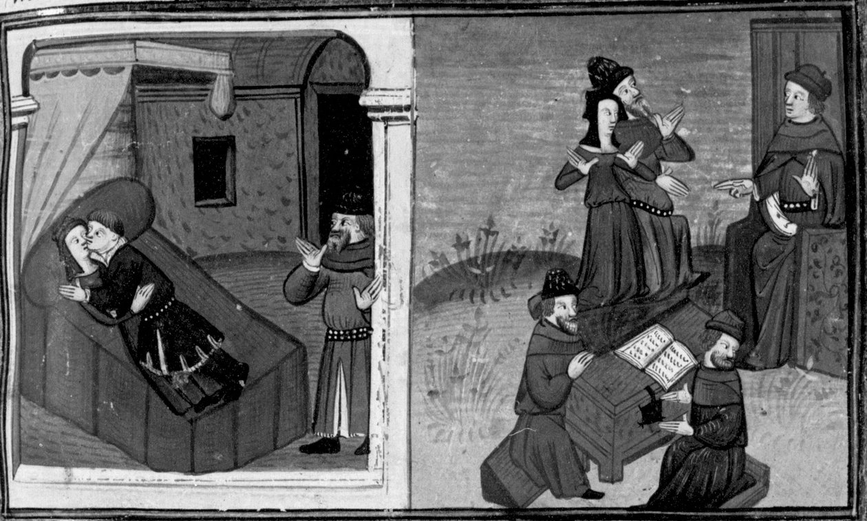 Décaméron, Philippa est découverte par son mari pendant l’adultère ; la femme se défend devant le juge . Sixième journée, nouvelle 7 - Giovanni Boccaccio
