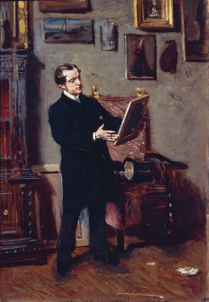 Italie, Florence, Jeune homme regardant une peinture - Giovanni Boldini
