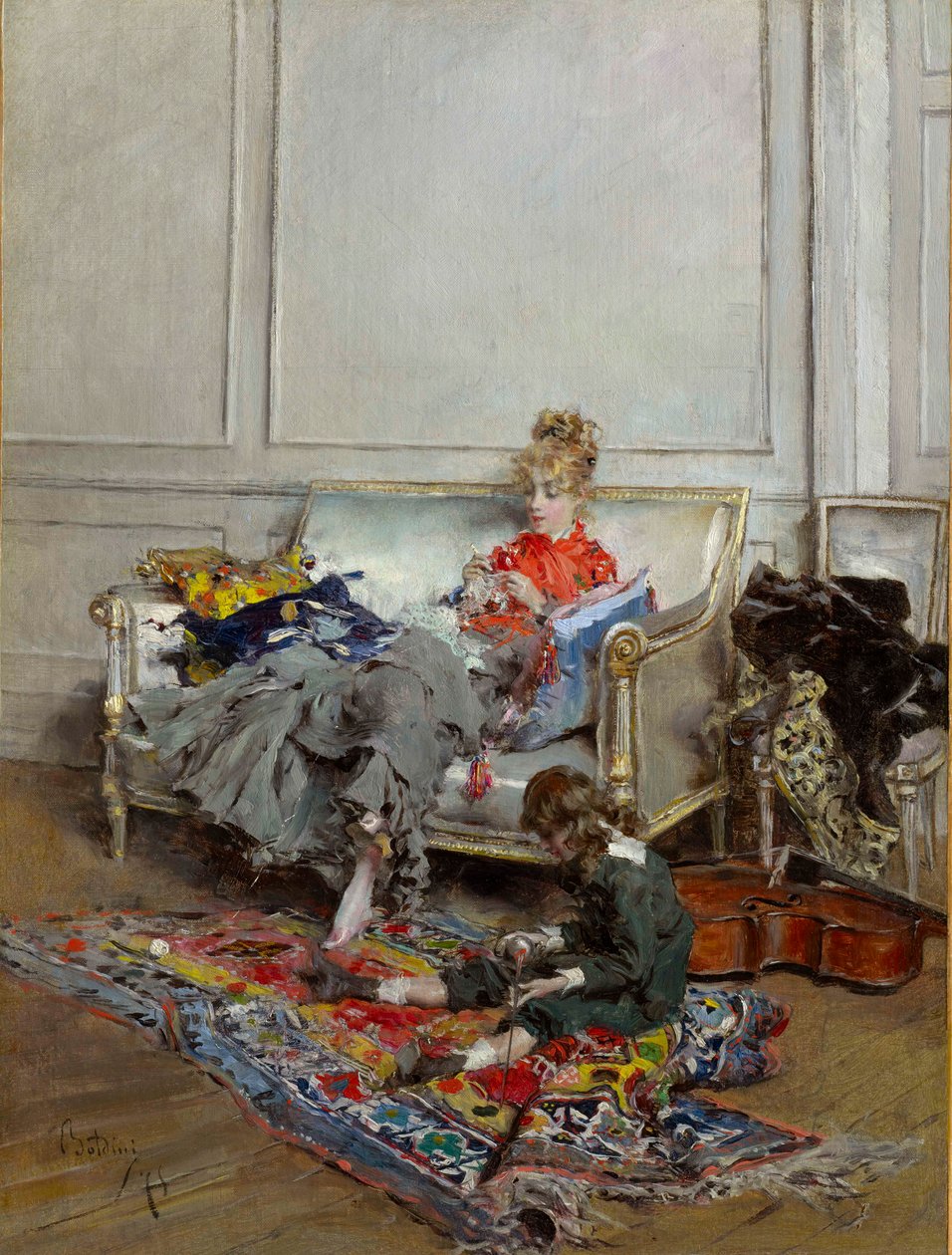 Jeune femme faisant du crochet - Giovanni Boldini