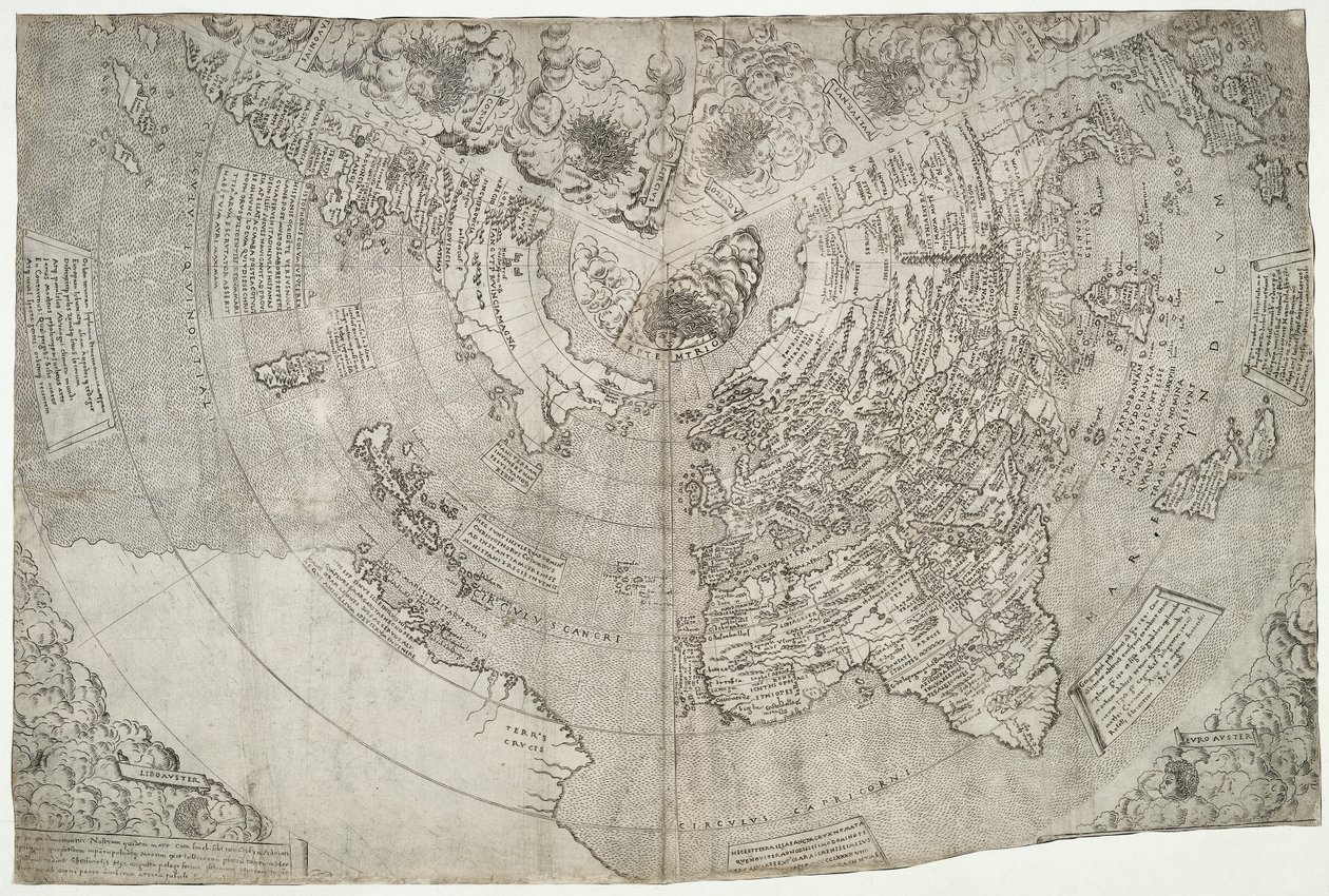 Carte du monde, Mundu [sic] spericum... cognosces diligentia joani mathei Contareni.., par Contarini, Giovanni et Francesco Rosselli - Giovanni Contarini