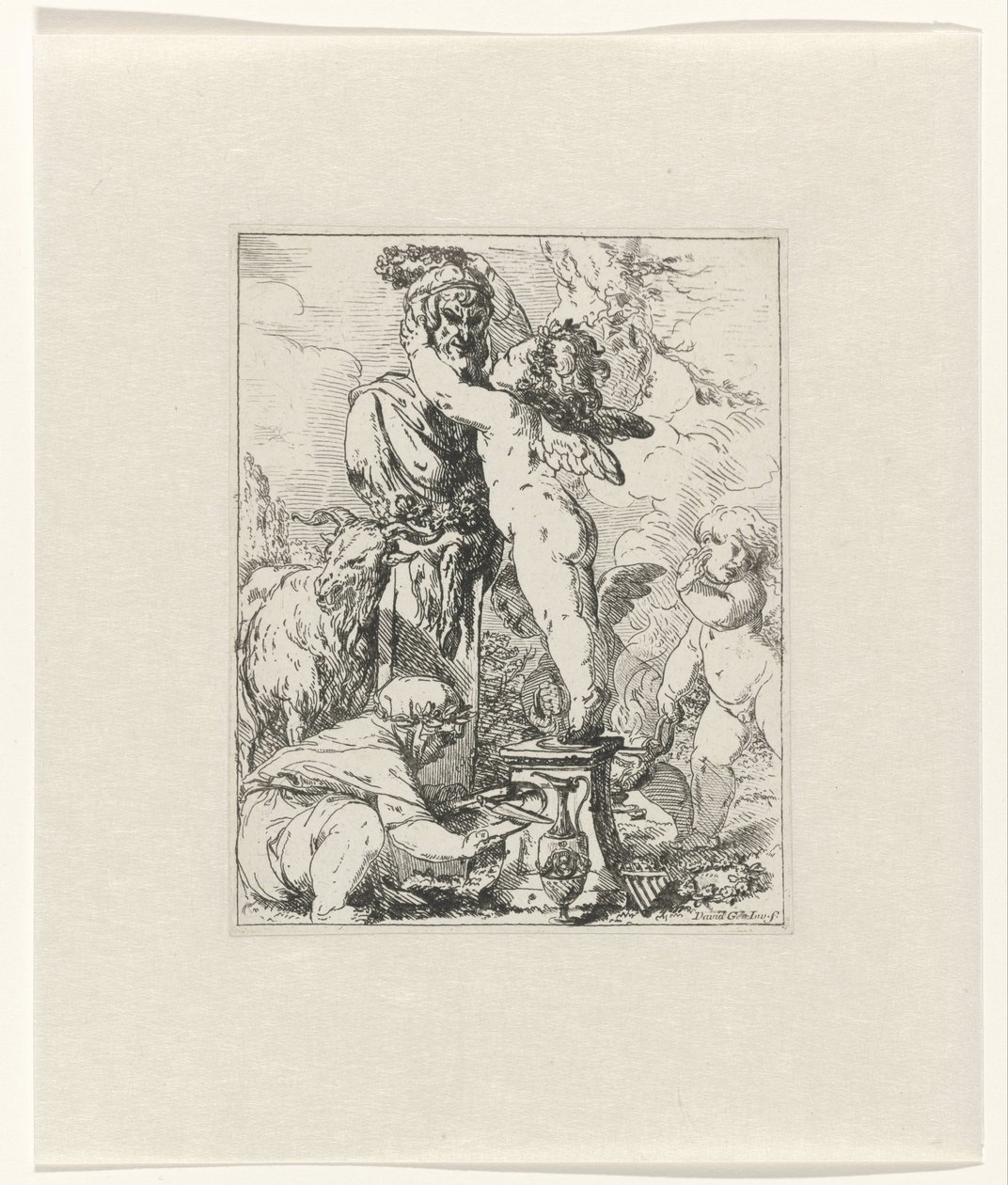 Putti offrant un sacrifice au dieu Terminus - Giovanni David