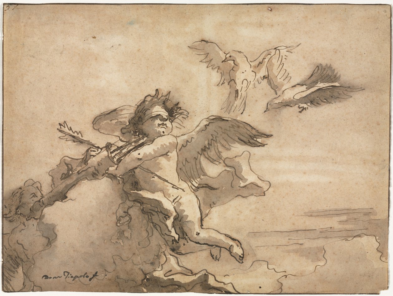 Cupidon aveuglé et deux colombes, 1757 ou après - Giovanni Domenico Tiepolo