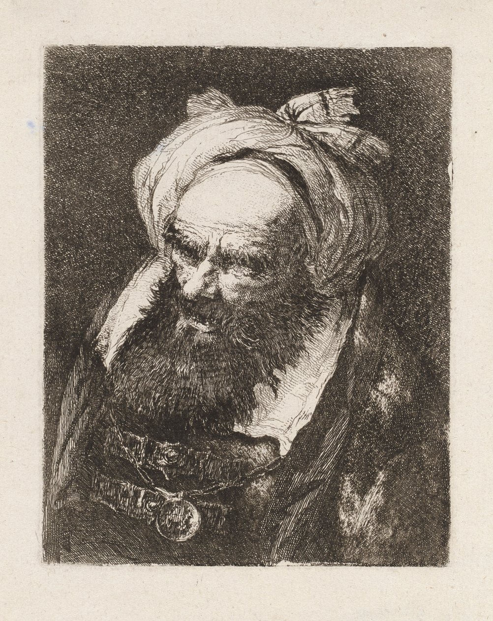 Vieil homme avec un turban, de la Raccolta di Teste (Collection de têtes) - Giovanni Domenico Tiepolo