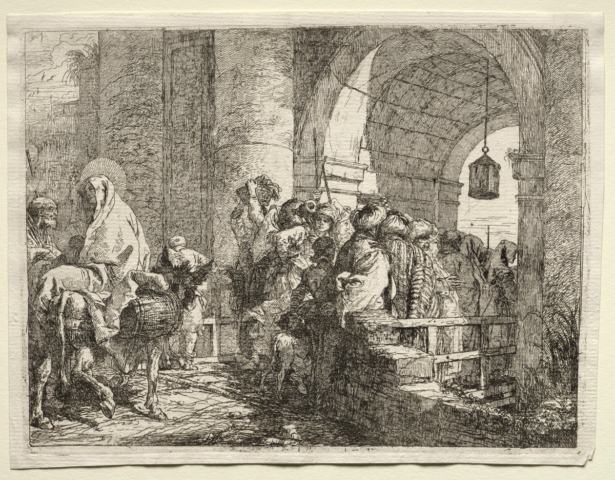 Fuite en Égypte : La Sainte Famille passant sous une arche - Giovanni Domenico Tiepolo