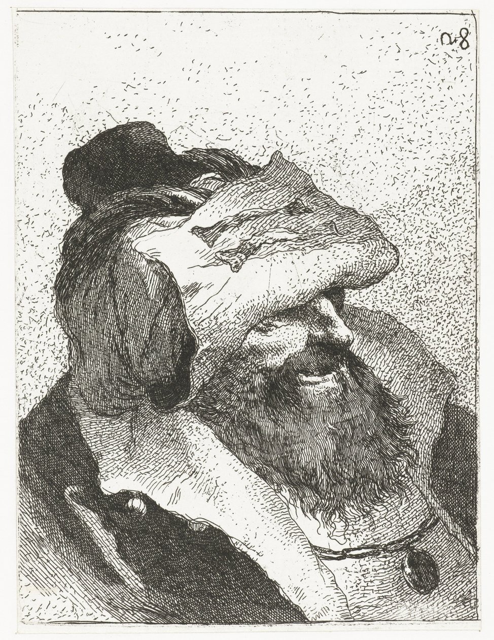 Homme avec chapeau à bord retourné (Raccolta di Teste) - Giovanni Domenico Tiepolo