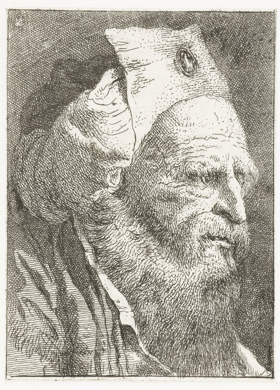 Homme avec un chapeau à bord relevé - Giovanni Domenico Tiepolo