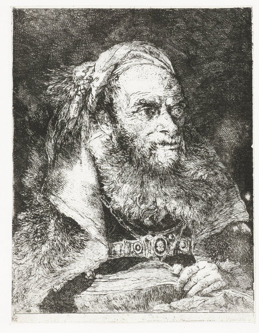 Homme avec un livre ouvert (Raccolta di Teste) - Giovanni Domenico Tiepolo