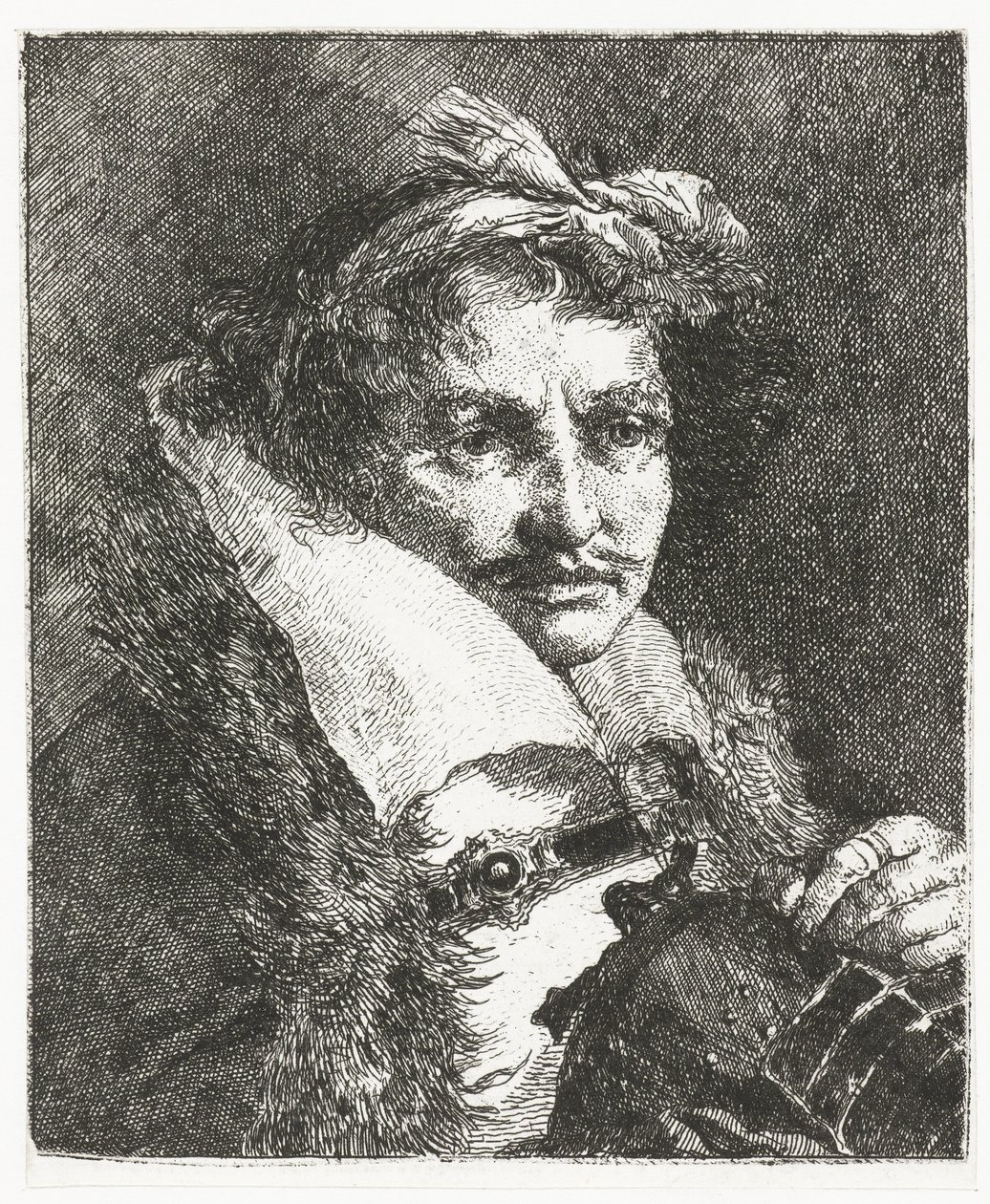 Homme avec moustache et casque (Collection de têtes) - Giovanni Domenico Tiepolo