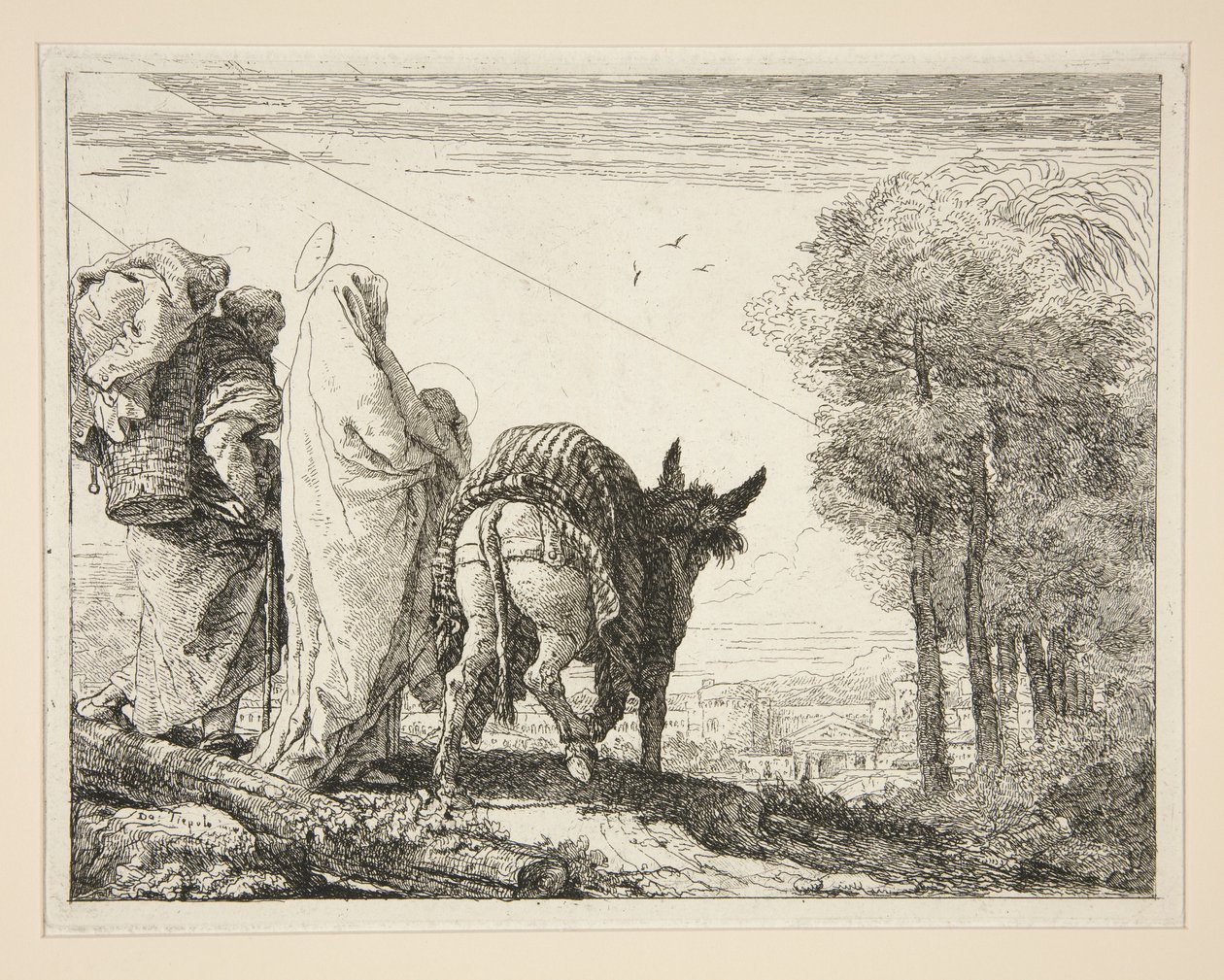 Marie tenant son enfant dans ses bras, tiré de la série « Idee pittoresche sopra la fuga in Egitto » (La fuite en Égypte) - Giovanni Domenico Tiepolo