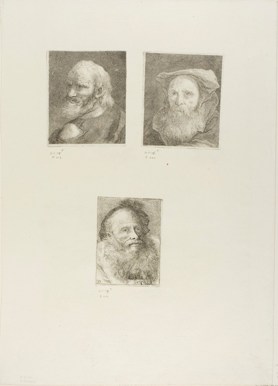 Vieil homme avec une barbe, vieil homme barbu avec un chapeau, vieil homme avec une casquette décorative - Giovanni Domenico Tiepolo