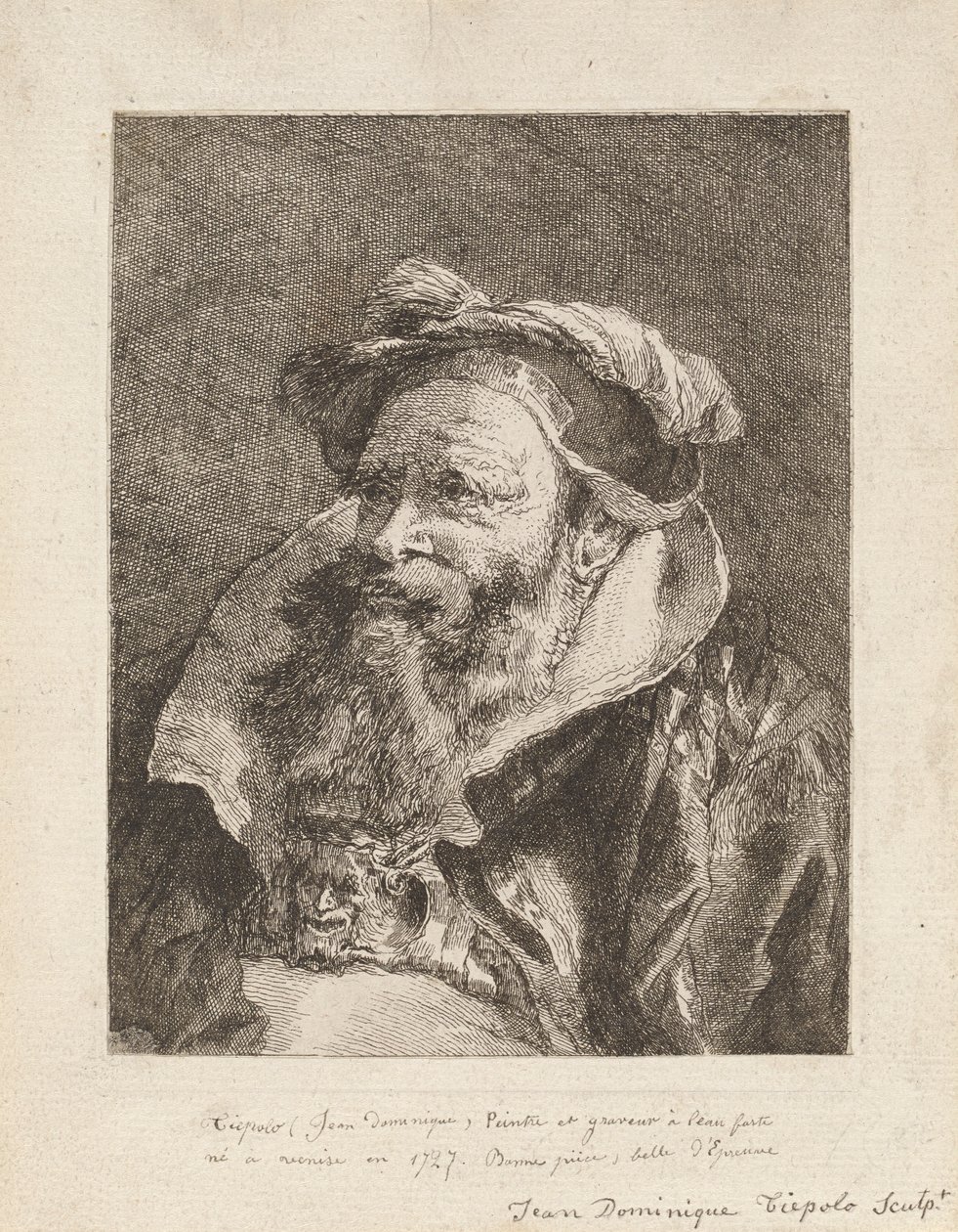 Vieil Homme avec une Barbe, de la Raccolta di Teste - Giovanni Domenico Tiepolo