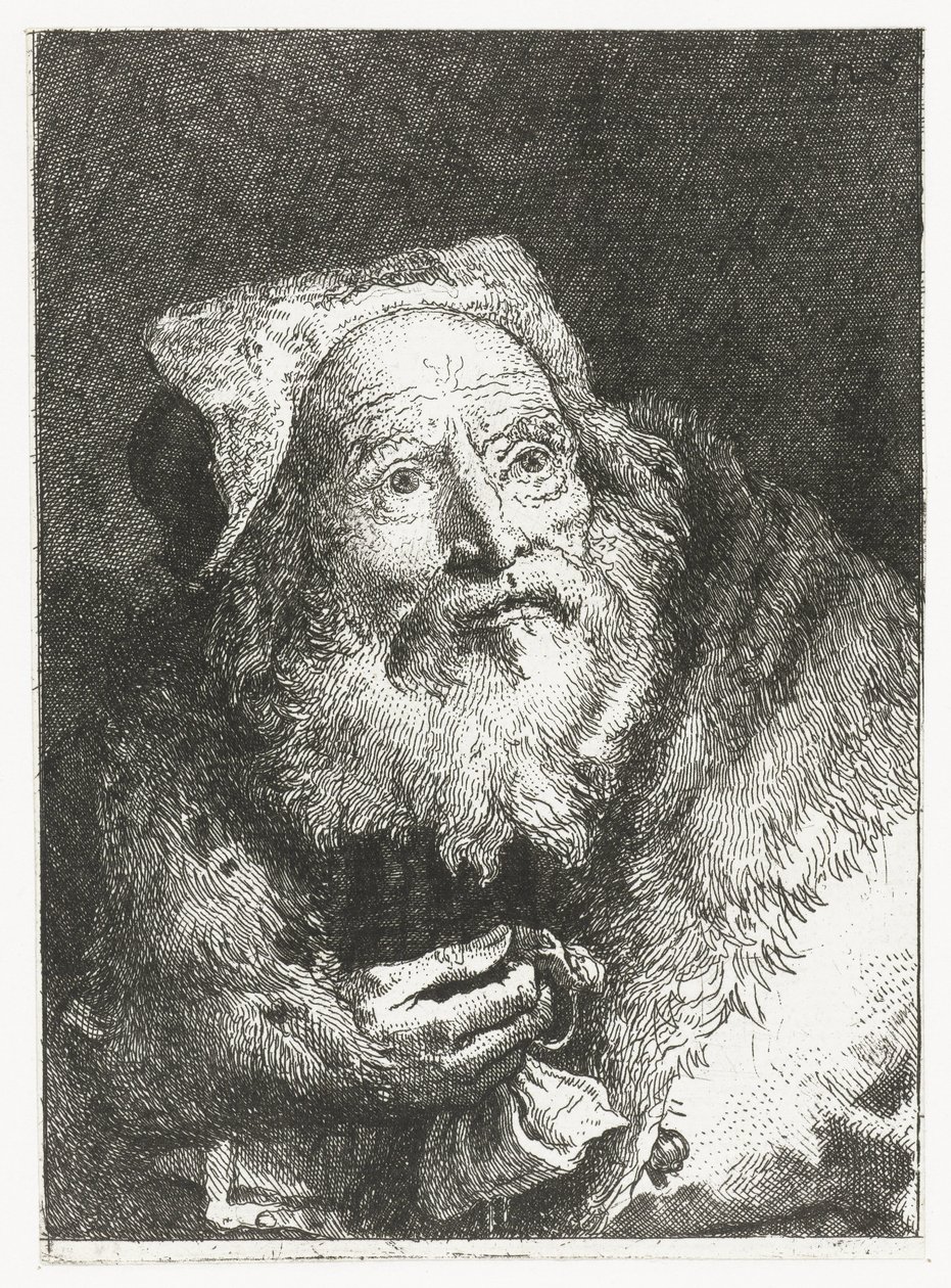 Vieil homme avec bracelet en main - Giovanni Domenico Tiepolo