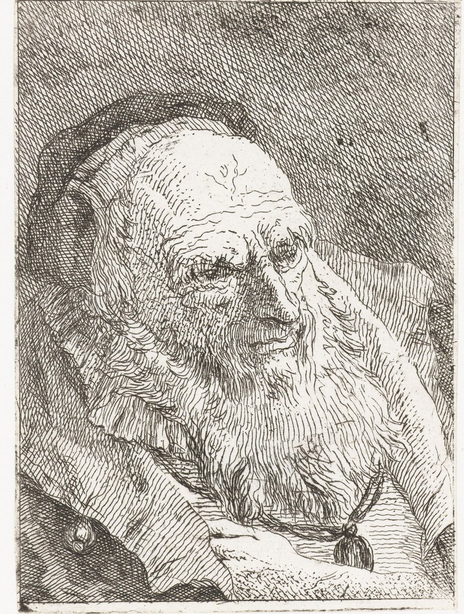 Un vieil homme, la main glissée sous son manteau - Giovanni Domenico Tiepolo