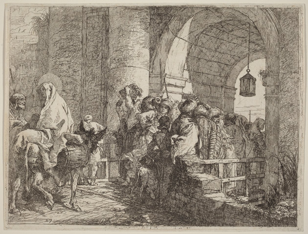 La Sainte Famille arrivant à une porte de la ville - Giovanni Domenico Tiepolo