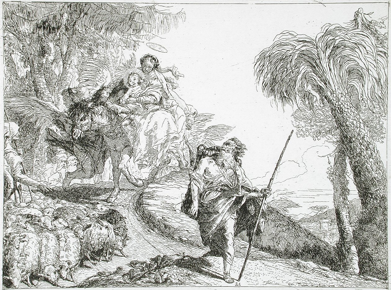 La Sainte Famille descendant un chemin forestier, près d