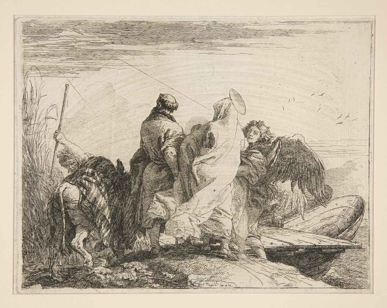 La Sainte Famille quittant la rive du fleuve, de la série Idee pittoresche sopra la fuga in Egitto - Giovanni Domenico Tiepolo