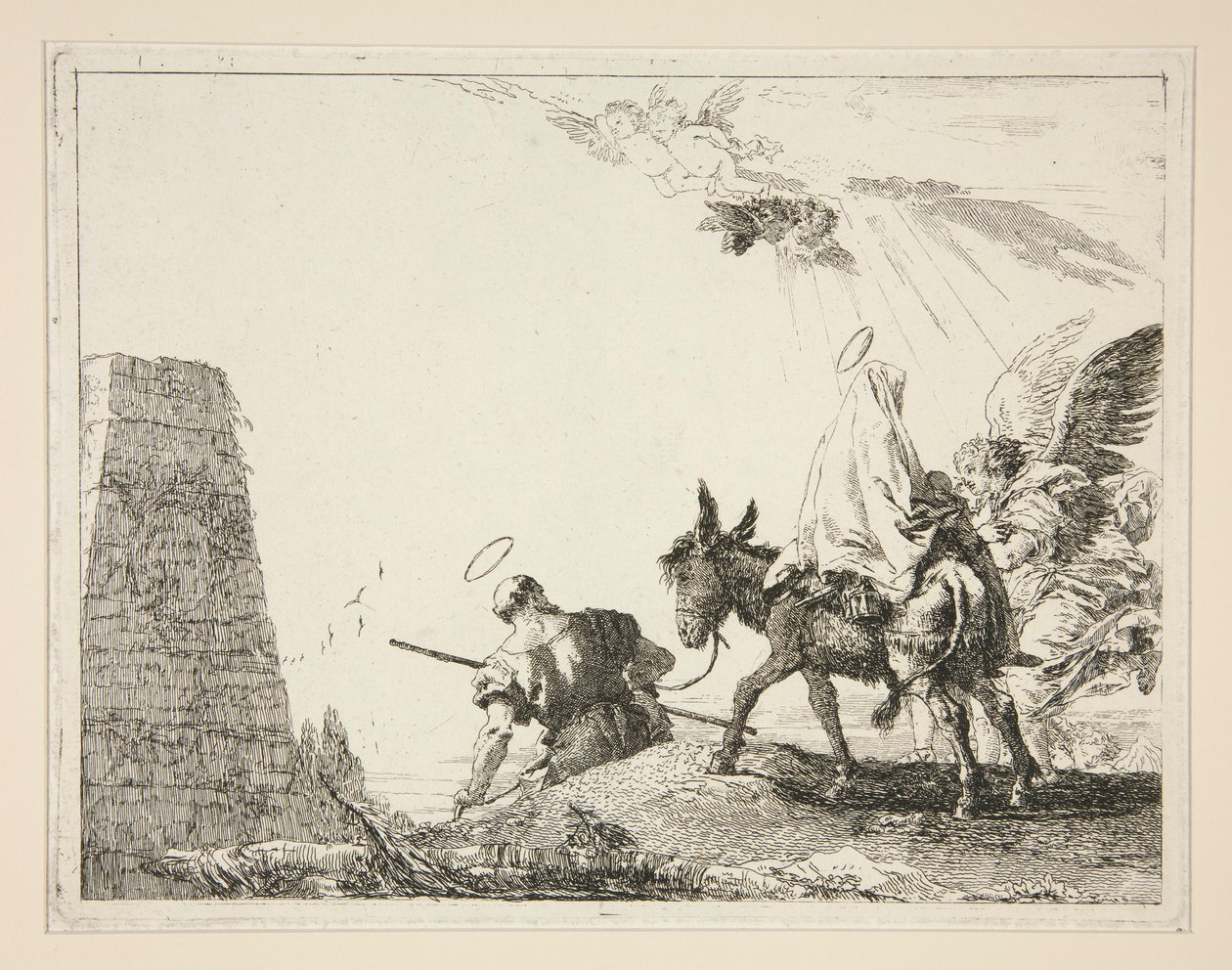 La Sainte Famille passant une pyramide (Idee pittoresche sopra la fuga in Egitto) - Giovanni Domenico Tiepolo