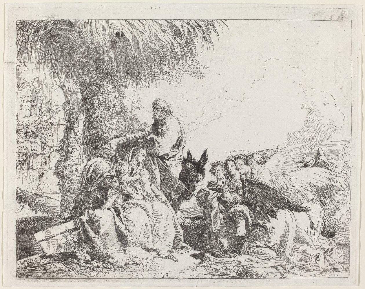 Le repos pendant la fuite, avec des anges adorateurs - Giovanni Domenico Tiepolo