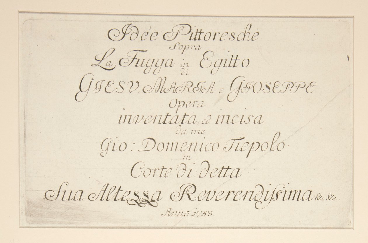 Page de titre, de la série Idee pittoresche sopra la fuga in Egitto - Giovanni Domenico Tiepolo