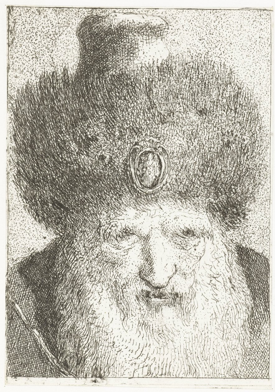 Homme turc avec un bonnet en fourrure (Collection de têtes) - Giovanni Domenico Tiepolo