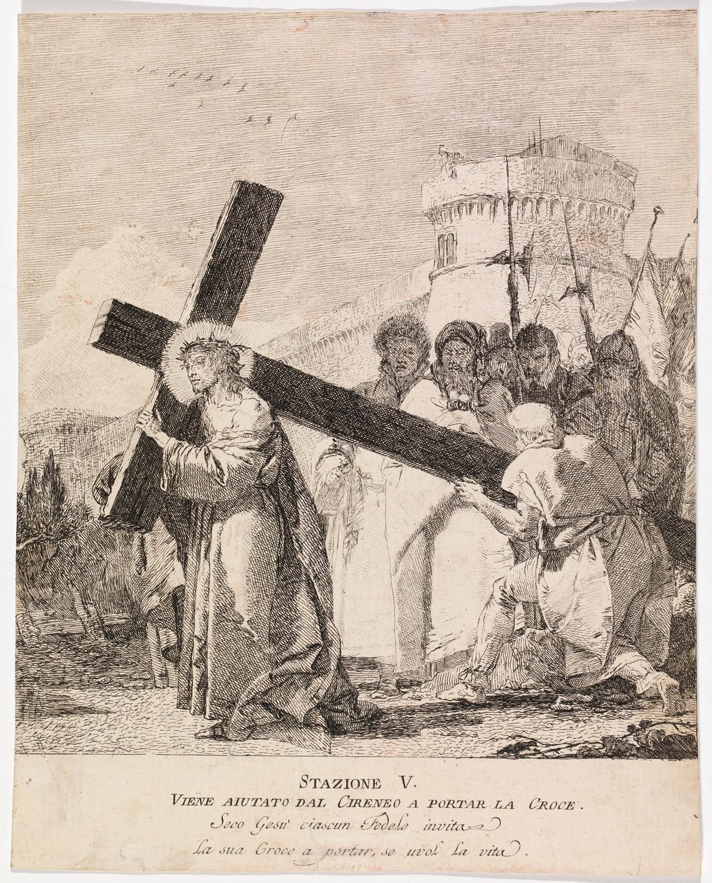 Via crucis - Station V. Simon de Cyrène aide Jésus à porter la croix - Giovanni Domenico Tiepolo