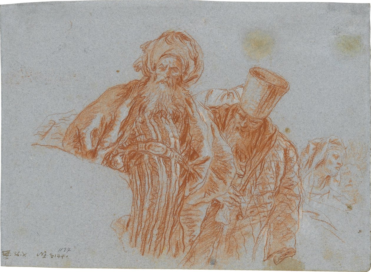 Deux marchands orientaux; verso : Main gauche tenant un crucifix - Giovanni Domenico Tiepolo