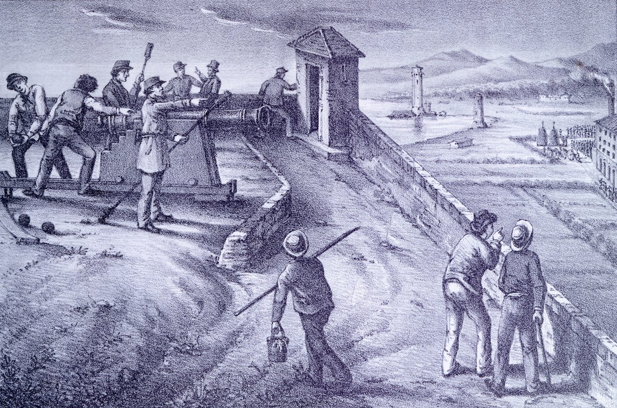 Défense de Livourne depuis le Fort San Pietro, gravure - Giovanni Fattori