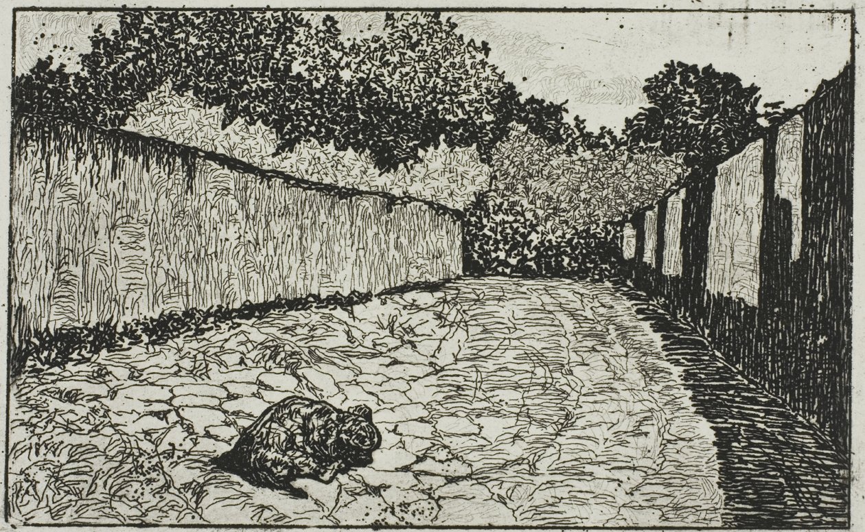 Petite rue à la périphérie de Florence avec chiot - Giovanni Fattori