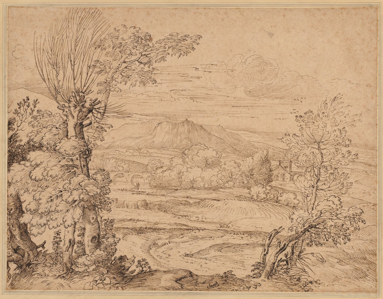 Paysage avec une rivière et un aqueduc - Giovanni Francesco Grimaldi