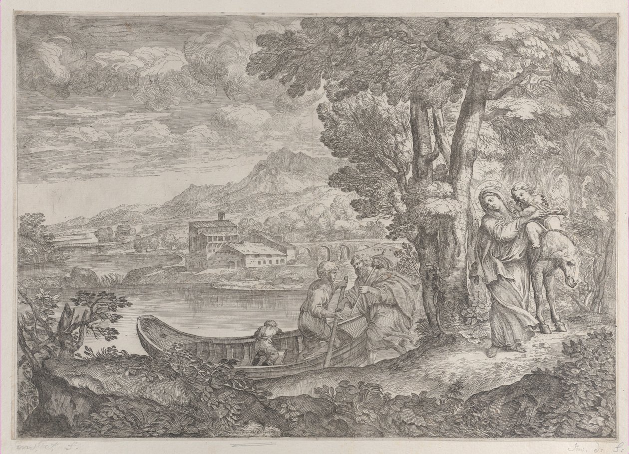 Paysage avec la fuite en Égypte, 1626-80 - Giovanni Francesco Grimaldi