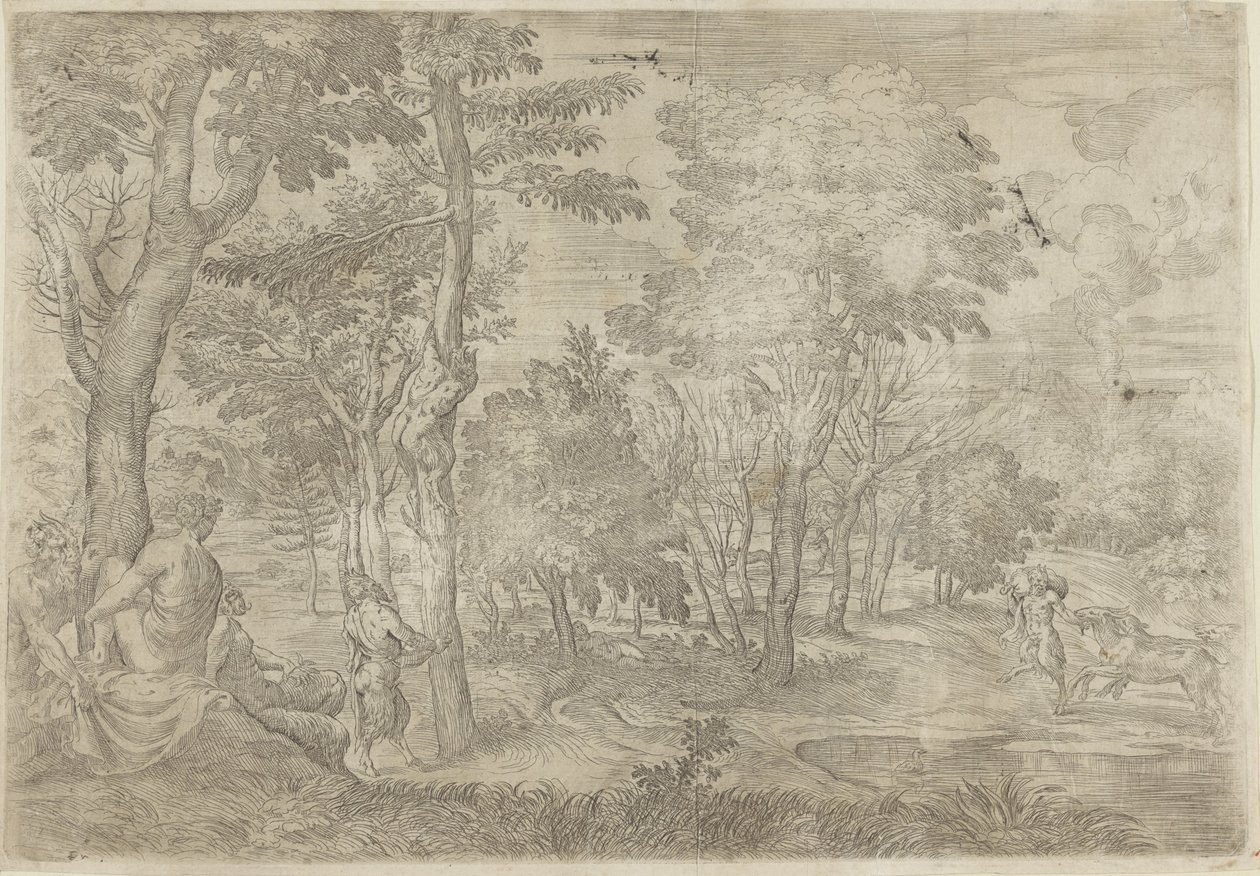 Paysage avec nymphes et satyres - Giovanni Francesco Grimaldi