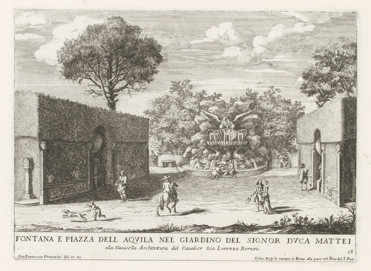 Fontaine avec un aigle dans les jardins de la Villa Celimontana à Rome - Giovanni Francesco Venturini