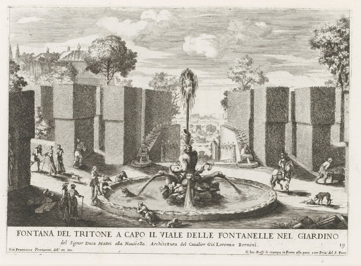Fontaine avec triton dans les jardins de la Villa Celimontana à Rome - Giovanni Francesco Venturini