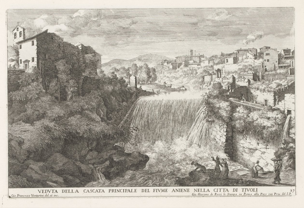 Cascade dans la rivière Aniene à Tivoli - Giovanni Francesco Venturini