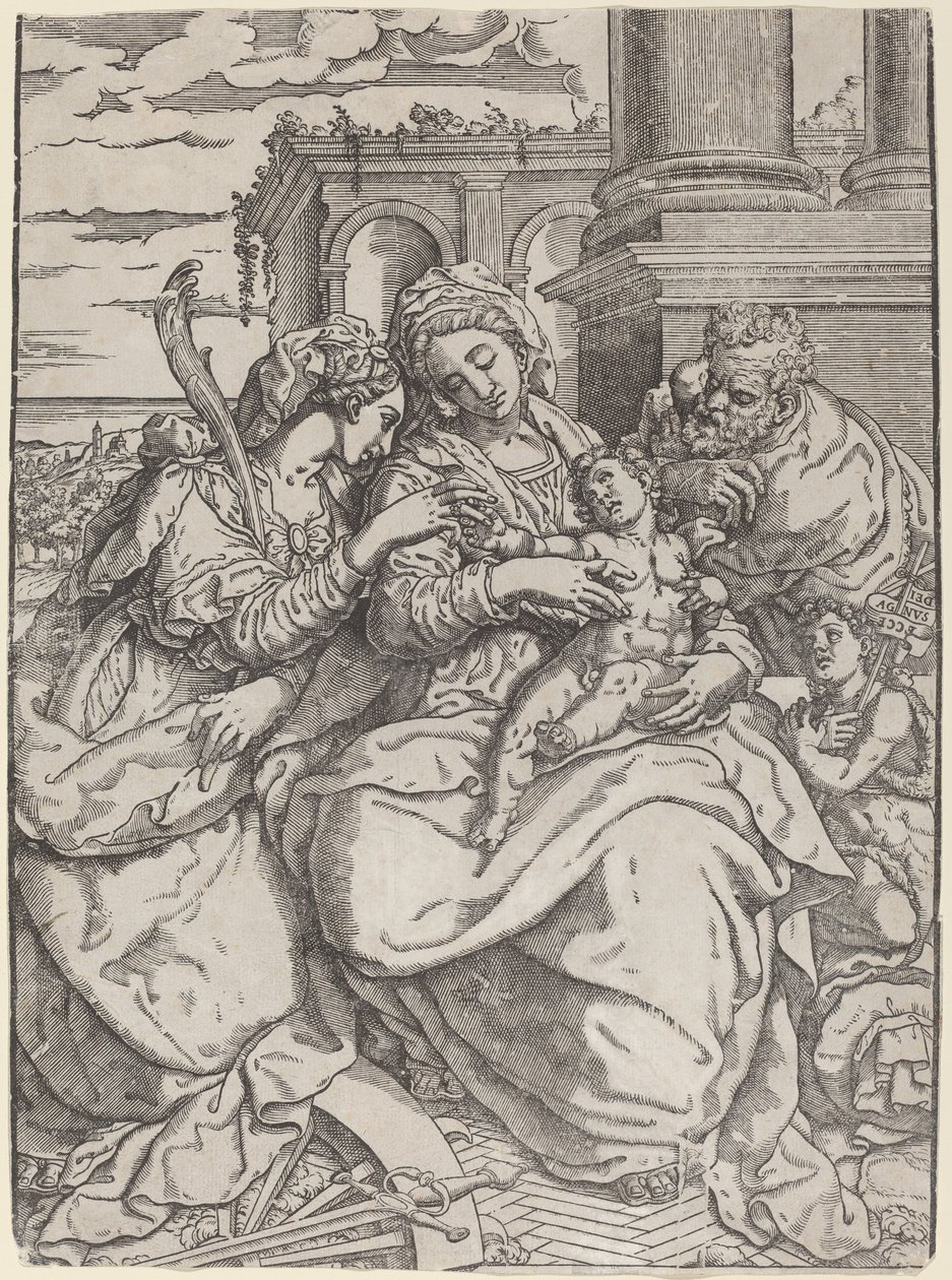 Madone et enfant avec Sainte Catherine - Giovanni Gallo after Marco Pino