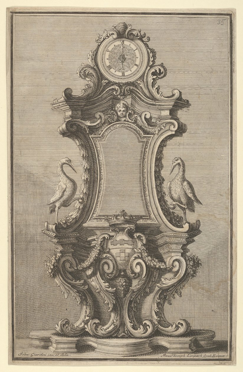 Design pour une horloge, de Disegni Diversi, 1714 ou 1750. - Giovanni Giardini