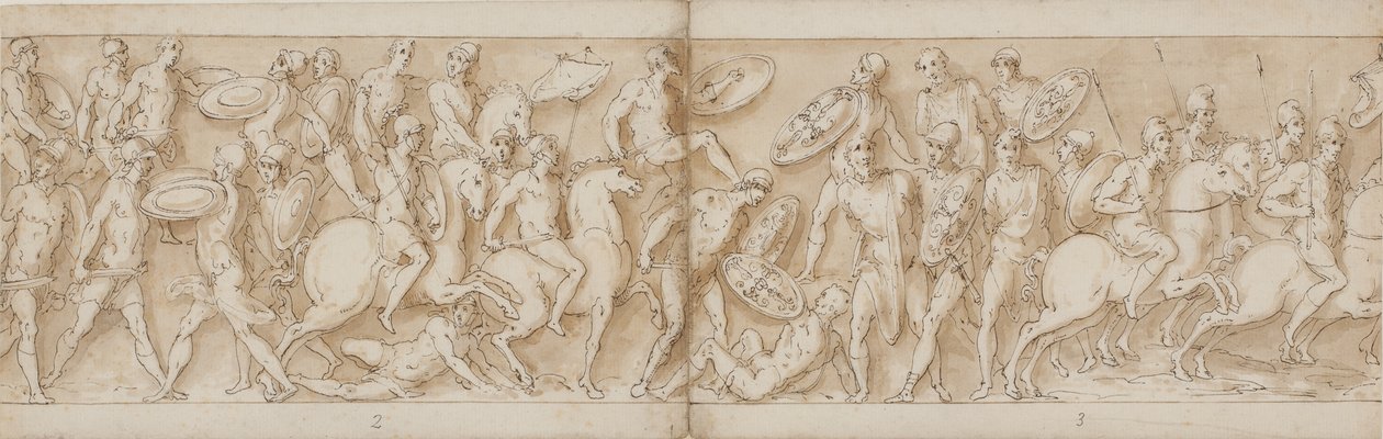Attaque romaine (fin de LXXVI); les chefs barbares sont faits prisonniers (LXXVII); départ pour une bataille avec les Sarmates (début de LXXVIII) - Giovanni Guerra