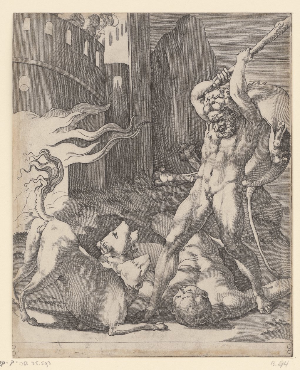 Hercule combat le Cerbère - Giovanni Jacopo Caraglio