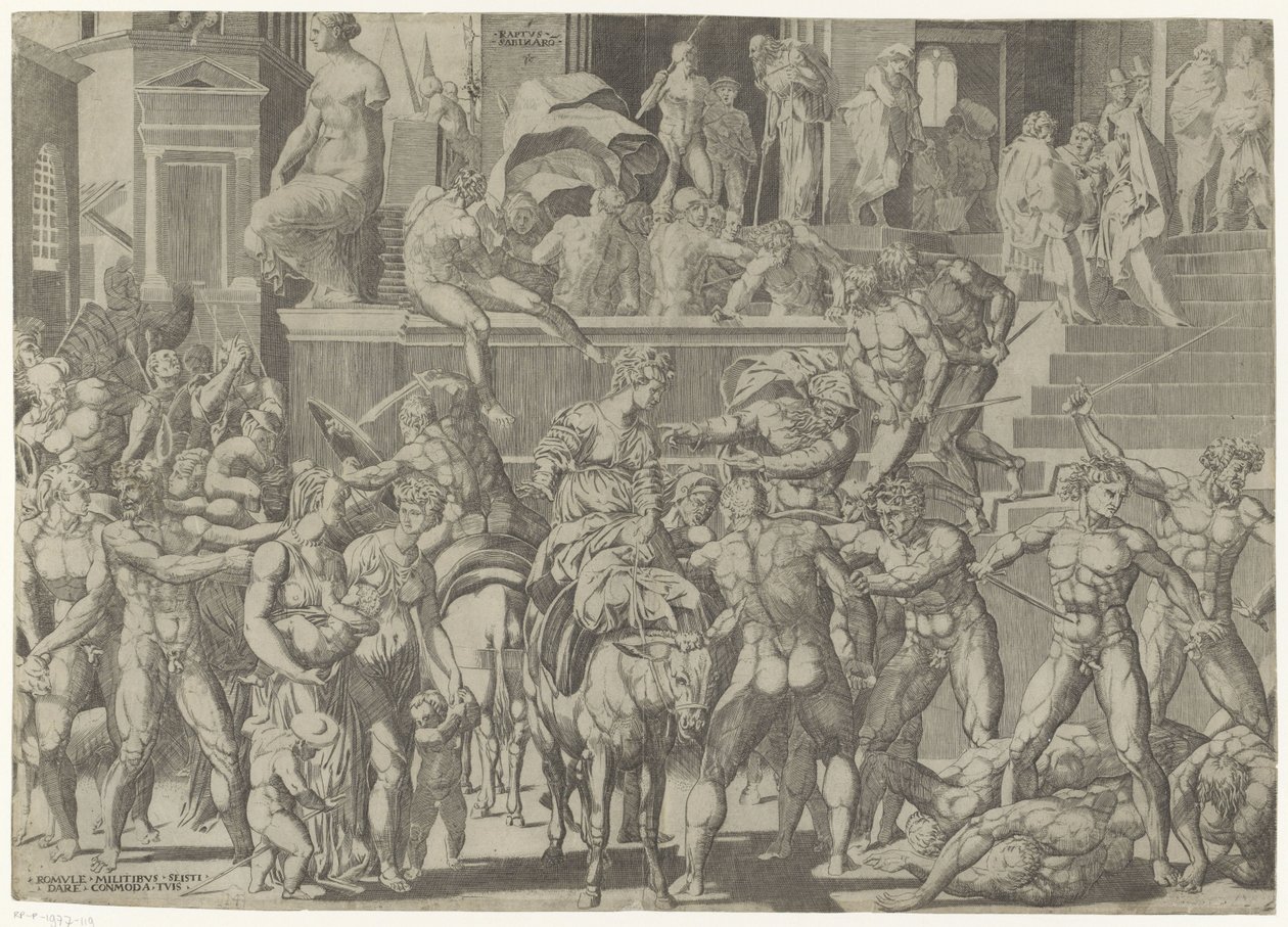 Bataille entre les Romains et les Sabins (Raptus Sabinaro) - Giovanni Jacopo Caraglio