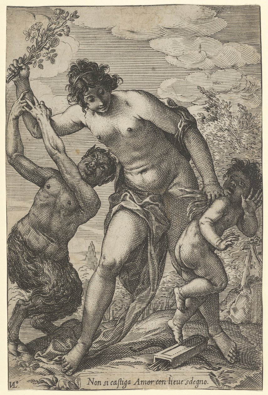 Vénus fouettant Cupidon avec des roses, début du XVIIe siècle - Giovanni Luigi Valesio