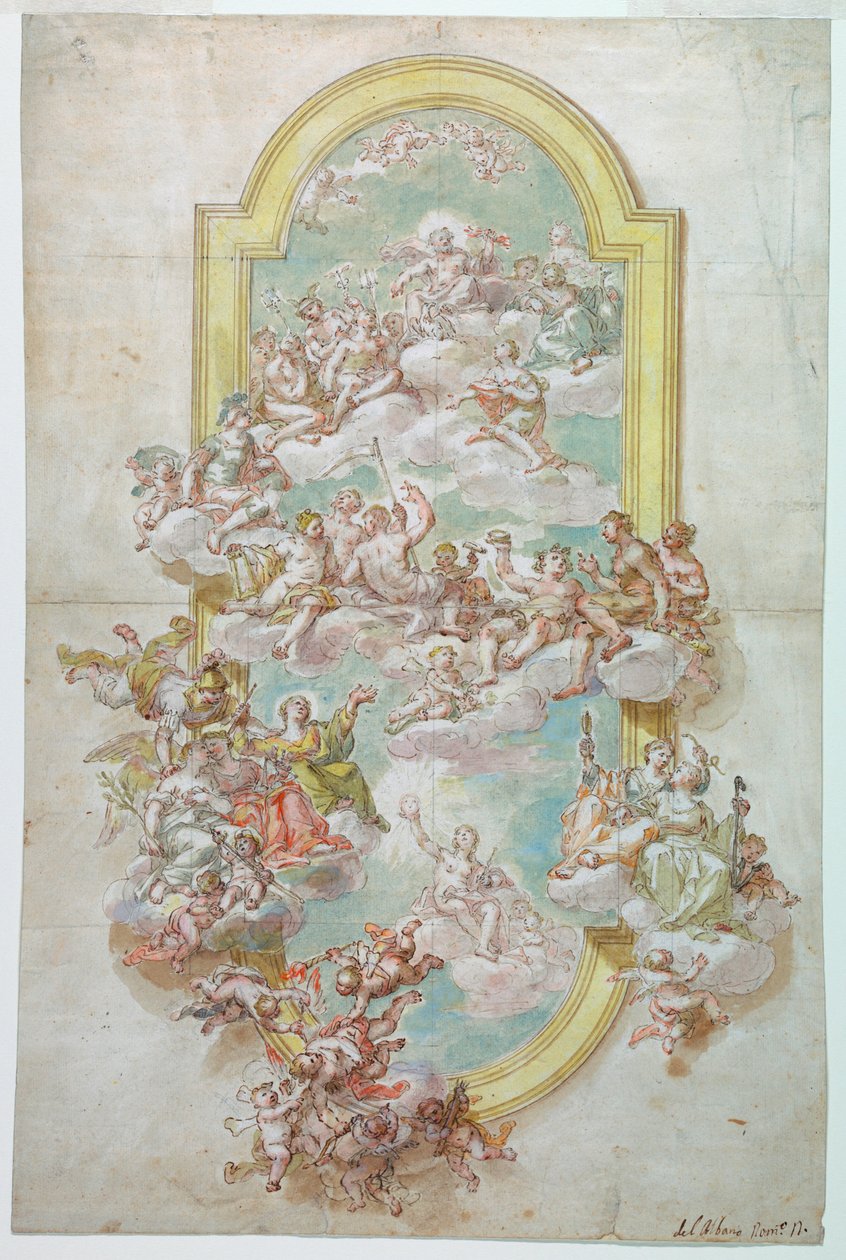 Dessin, Plafond avec Jupiter, juin, 1718-30 - Giovanni Odazzi