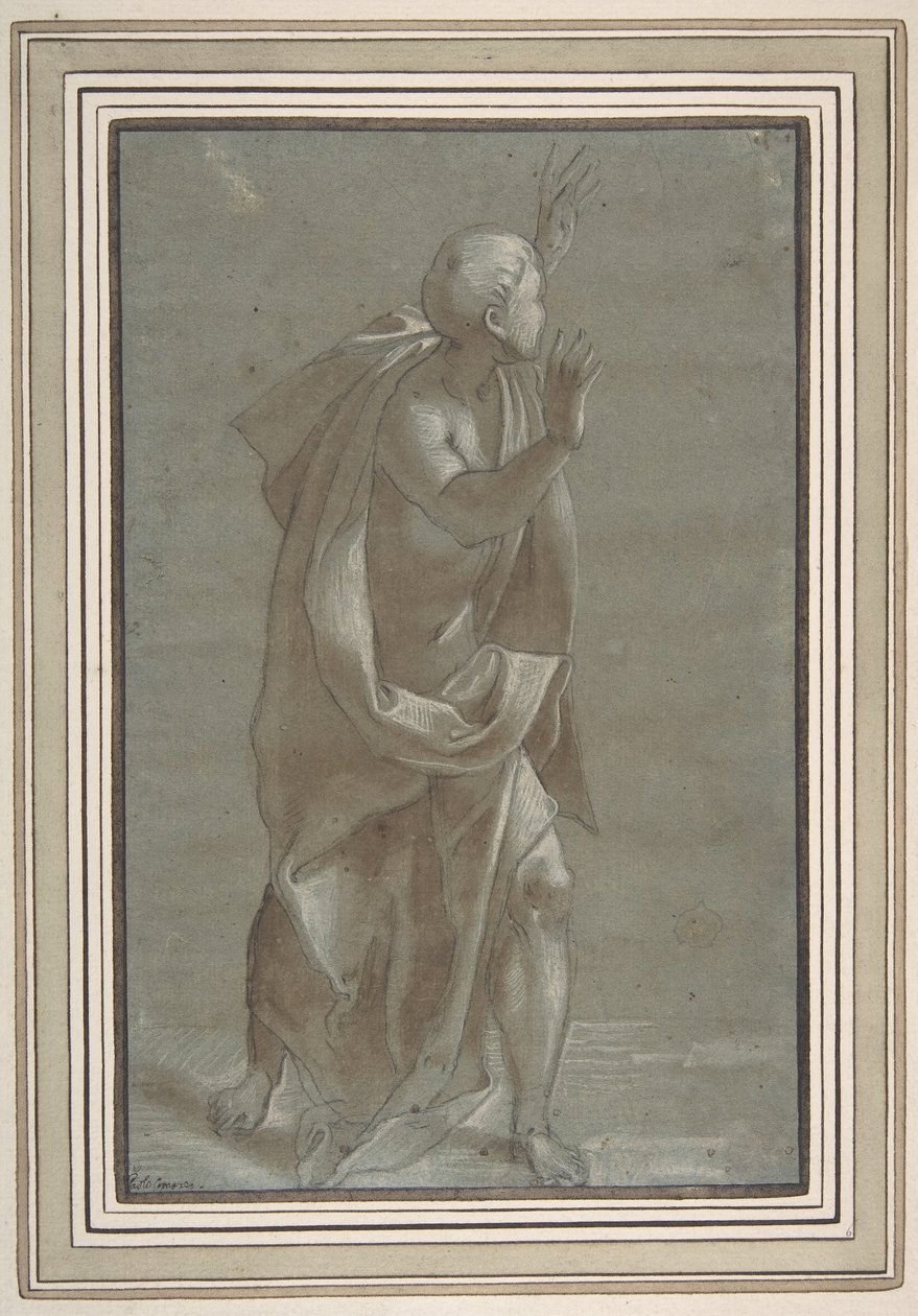 Figure masculine drapée debout avec les mains levées, 1565-71 - Giovanni Paolo Lomazzo