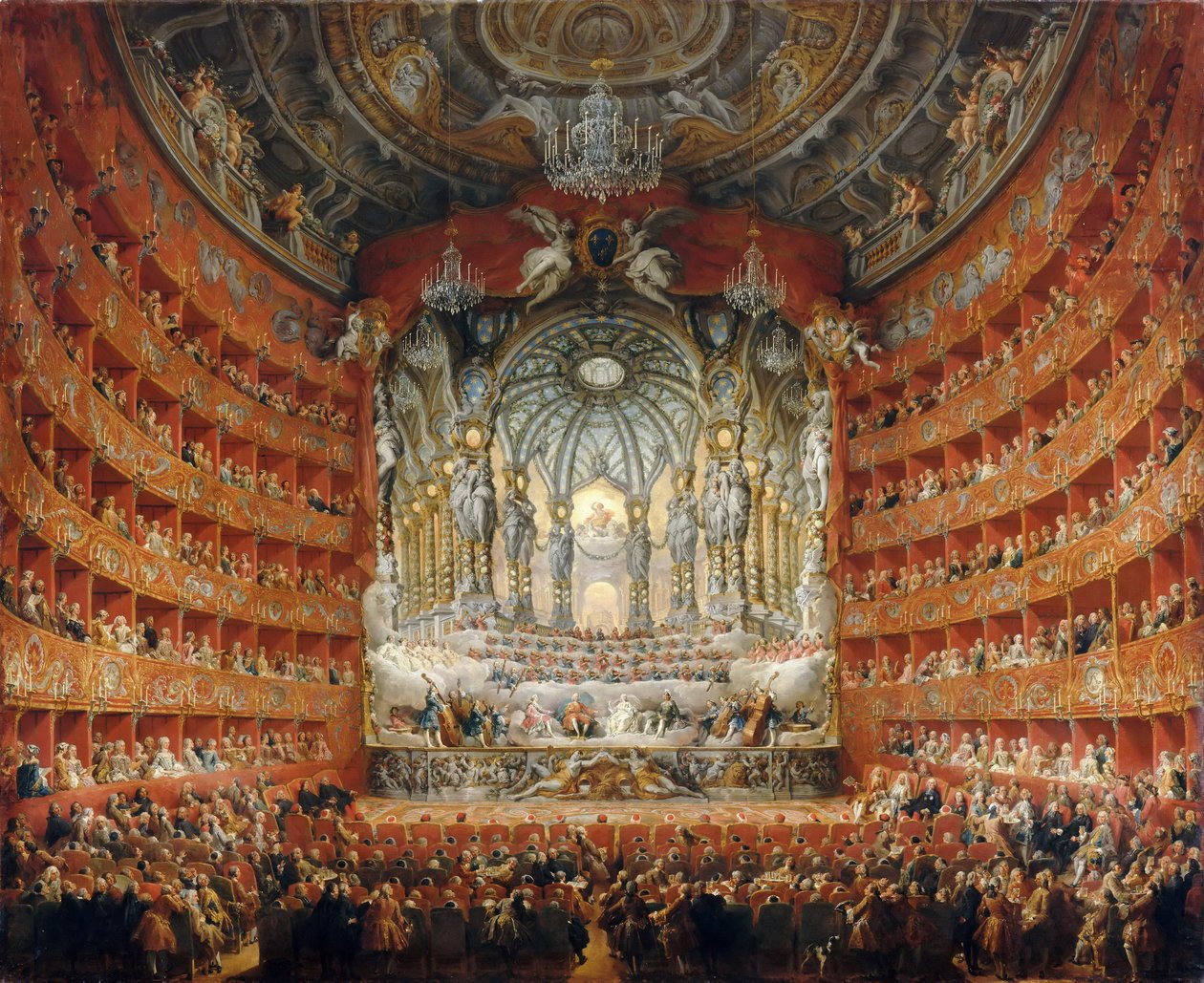 Fête musicale donnée par le cardinal de La Rochefoucauld au Teatro Argentina à Rome en 1747 - Giovanni Paolo Pannini