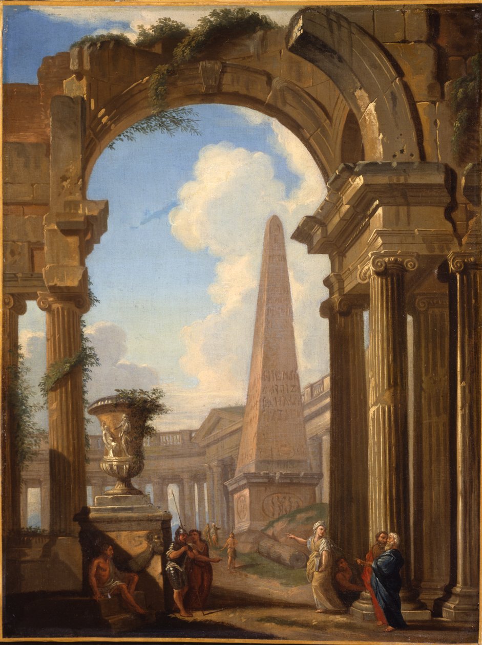 Caprices de ruines romaines avec figures - Giovanni Paolo Pannini