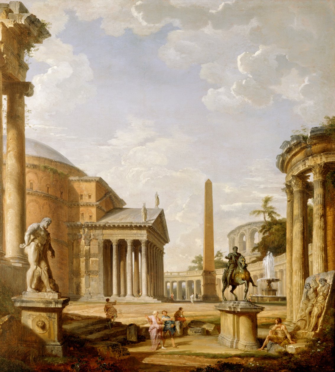 Caprice de ruines romaines avec le Panthéon - Giovanni Paolo Pannini