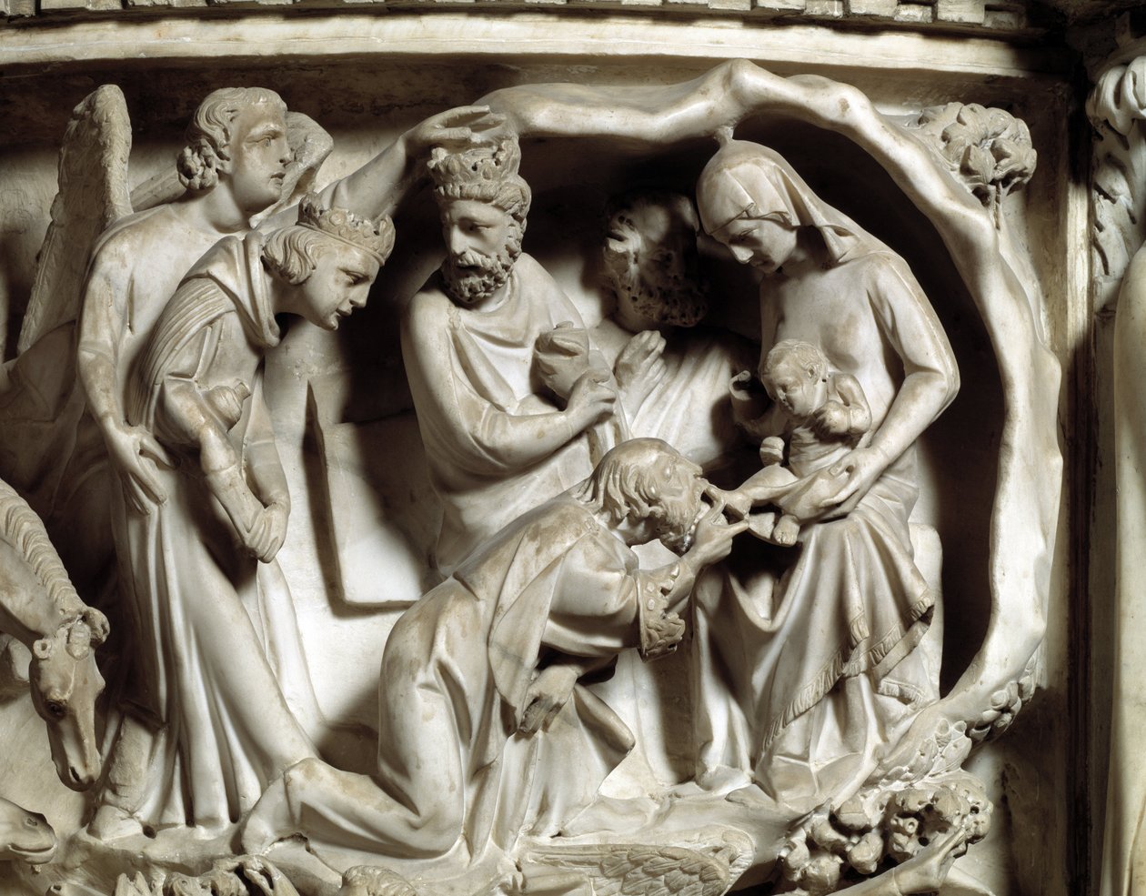 Détail des reliefs de la chaire réalisée par Giovanni Pisano : l