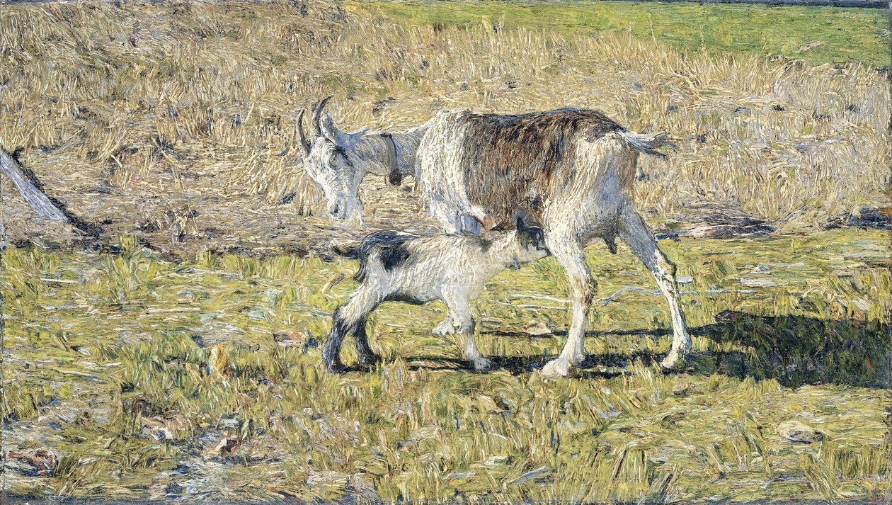 Une chèvre avec son chevreau - Giovanni Segantini